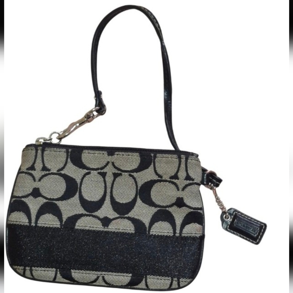 Coach Black and Tan Signature Wristlet